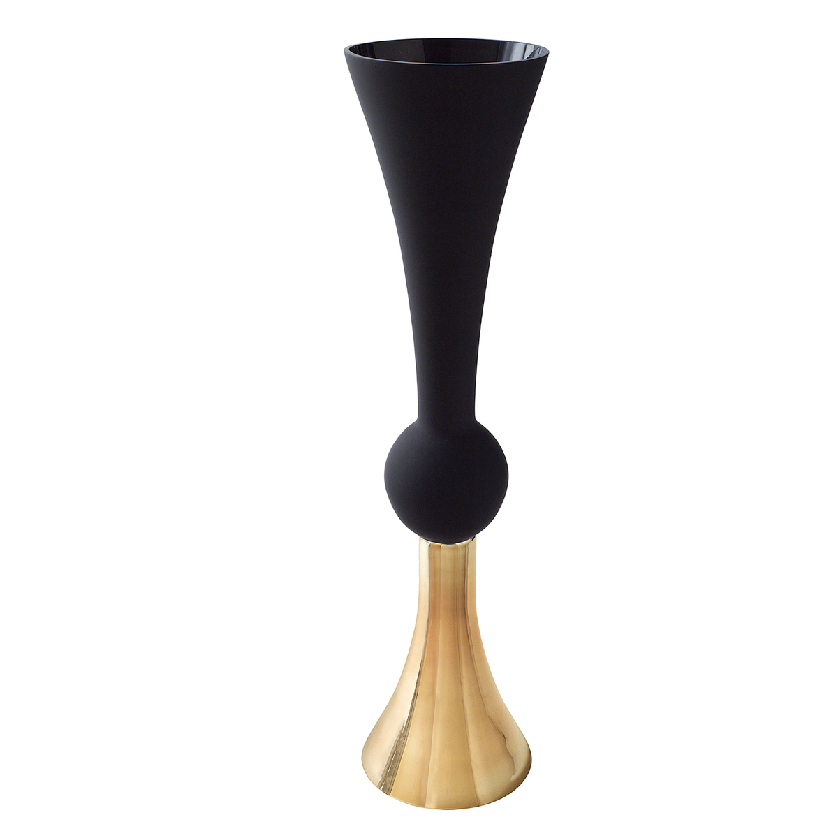 Black & Gold Trumpet Vase – 5.5" × 24" 6008-BKGD
